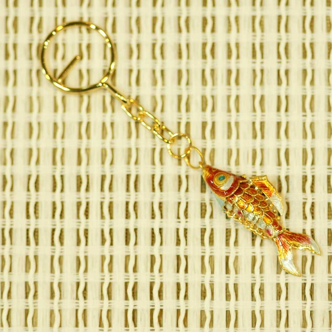 景泰藍1.5吋單魚鎖圈