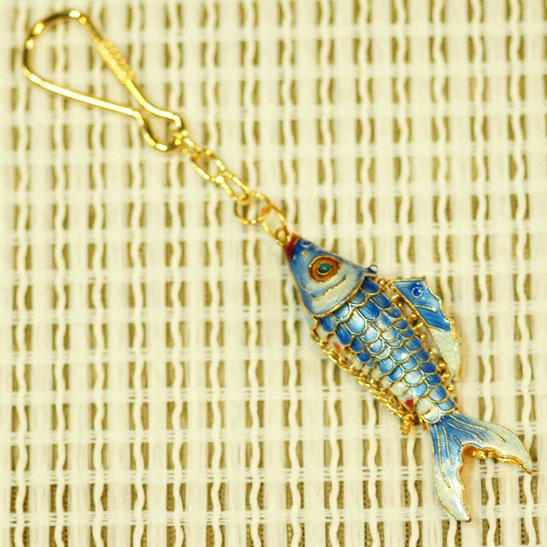 景泰藍3吋單魚鎖圈