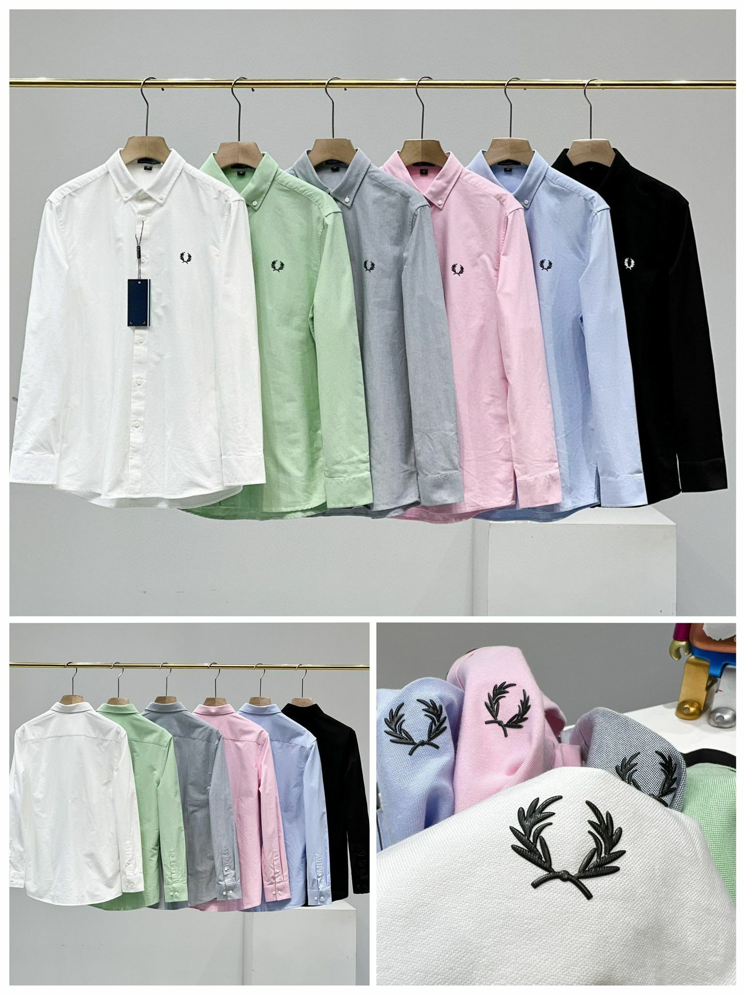 FRED PERRY絲光純棉牛津紡長袖襯衫-2300966