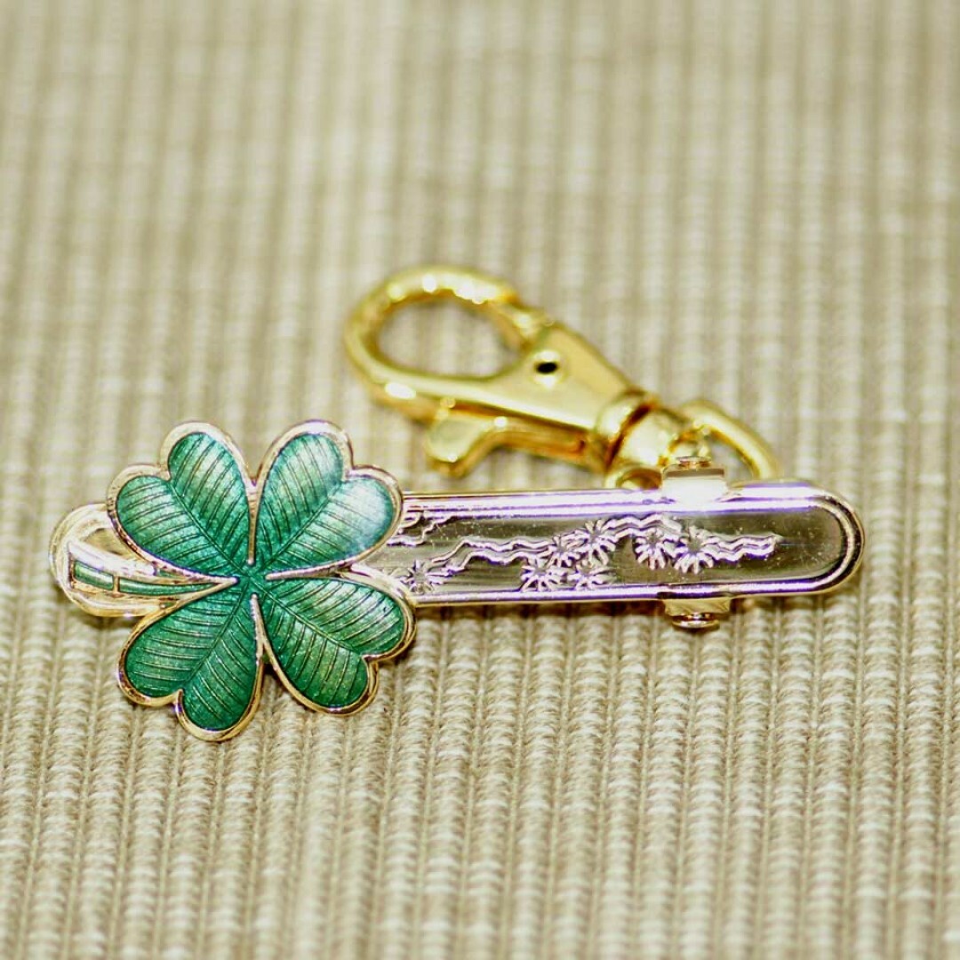 景泰藍夾式皮包鎖圈‧幸運草(顏色隨機出貨)