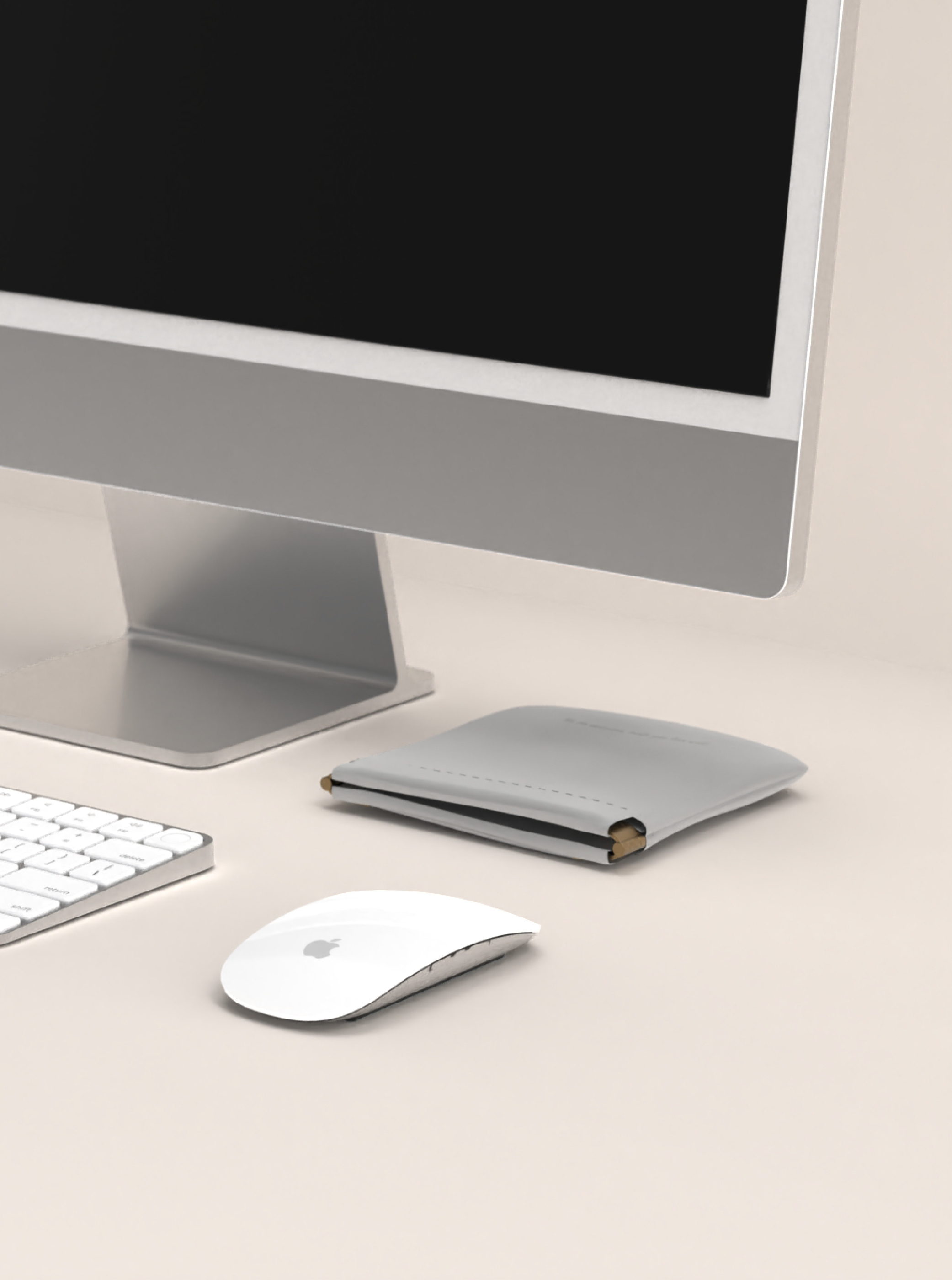 質感皮革收納包 /灰色/