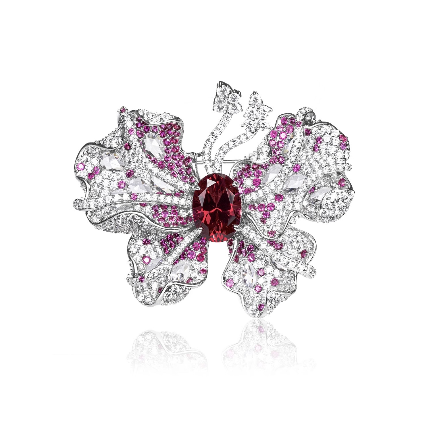 蝶戀花紅色金蝶兩用胸針 925銀胸針