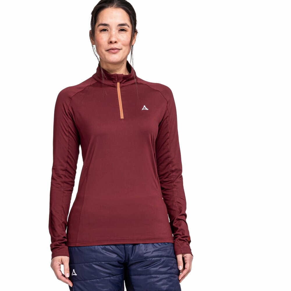 【Schoffel】女S.Cafe快乾立領拉鍊長袖上衣【咖啡紗 / 23SL20-13299-[酒紅、綠、黑]