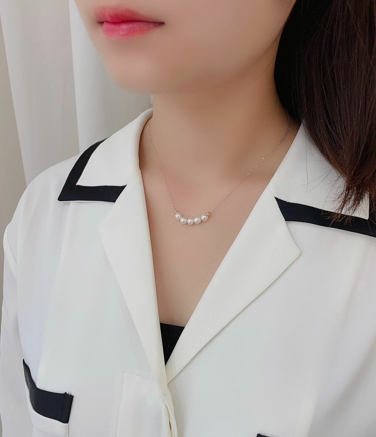 18K玫瑰金珍珠頸鏈