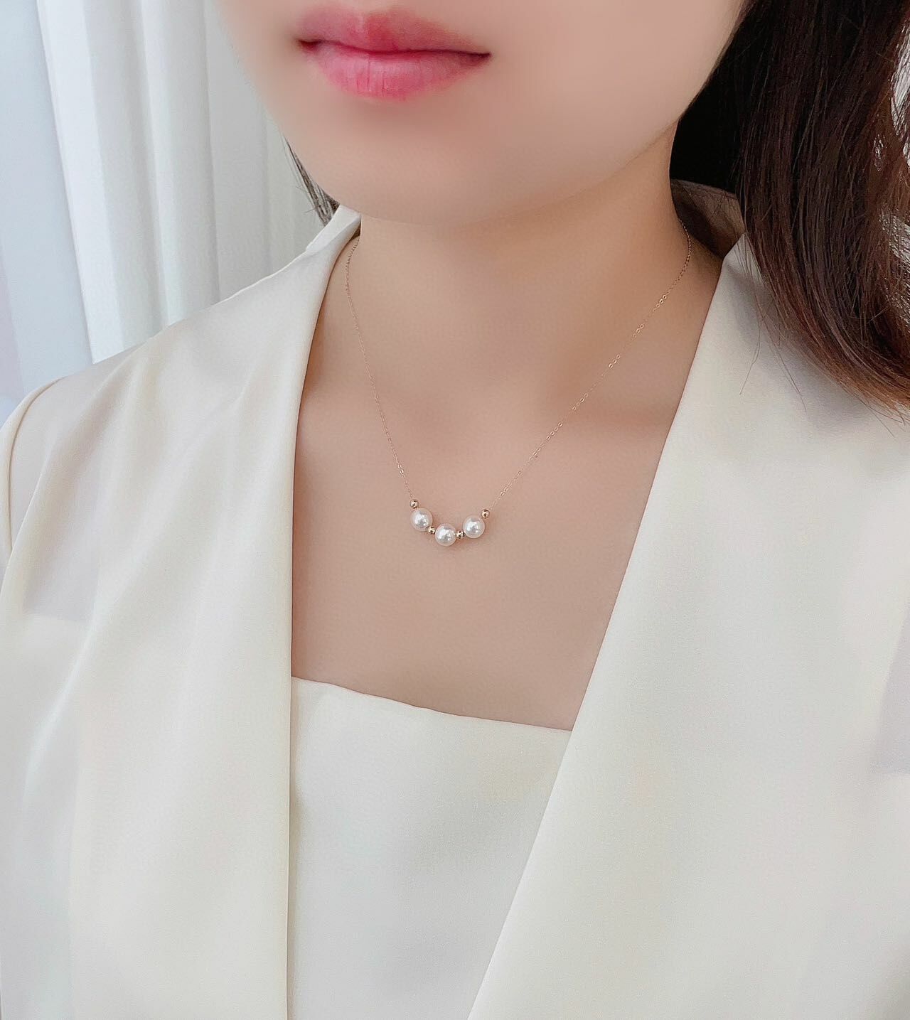 18K玫瑰金珍珠頸鏈