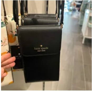 [S] KATE SPADE KC592 MADISON SAFFIANO LEATHER NS FLAP PHONE CROSSBODY,BLACK, 196021322853 (SKS873)