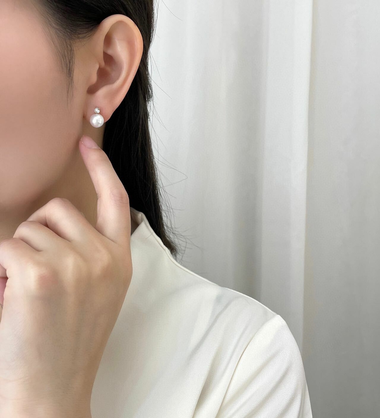 18K玫瑰金天然鑽石珍珠耳環