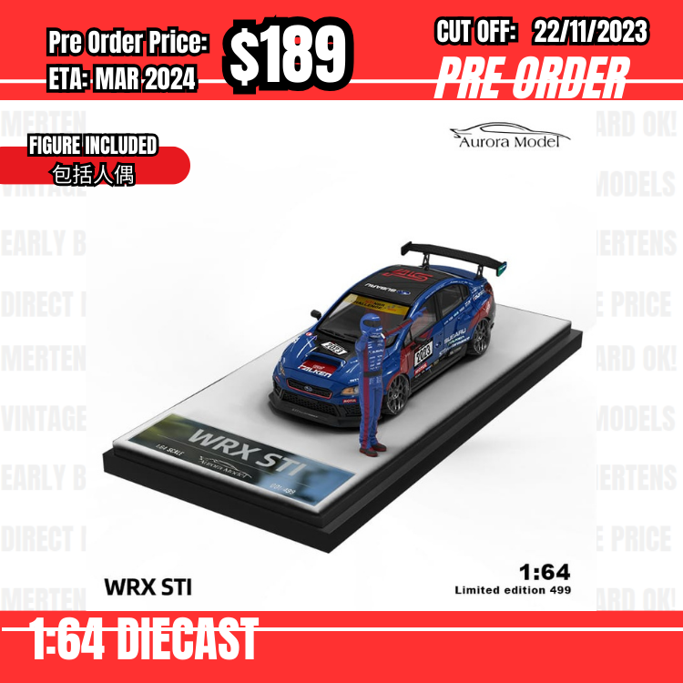 PO-$189 * Time Micro * 1:64  Subaru WRX STI NBR Blue Black #2023 w/figure [OD21/11]