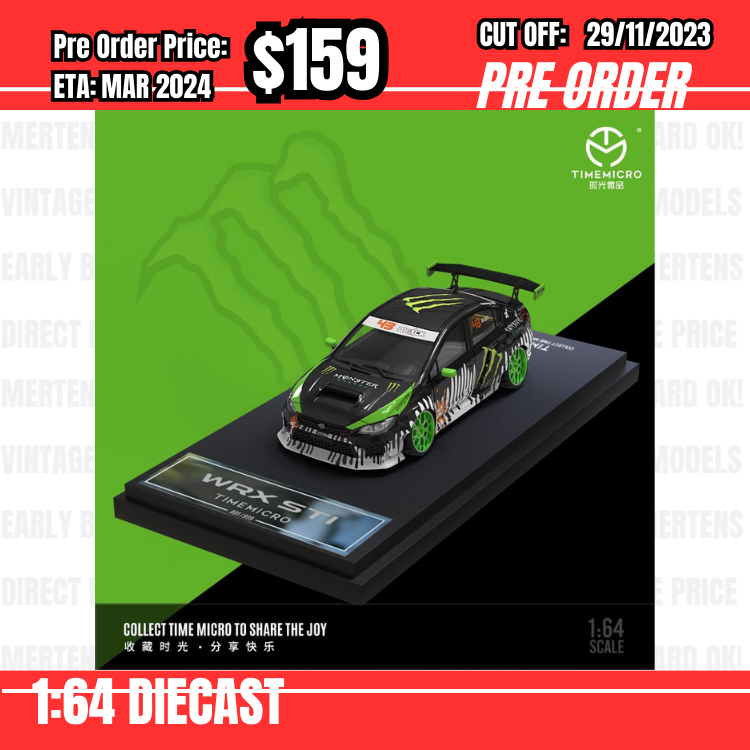 PO-$159 * Time Micro * 1:64  Subaru WRX STI Black White Monster [OD21/11]