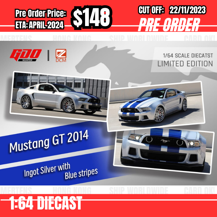 PO-$148 * GDO Hunter * 1:64 Ford Mustang GT MK5 Silver Blue [OD21/11]