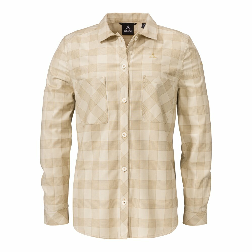 【Schoffel】女天絲保暖長袖襯衫 / 23SL20-13473-[卡其、藍格紋]