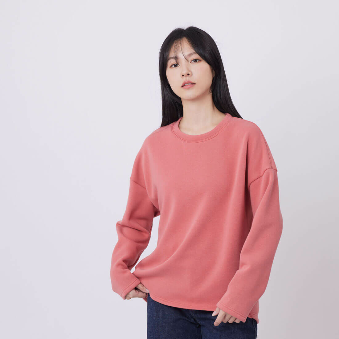 Ezy短毛厚磅長袖上衣/玫粉