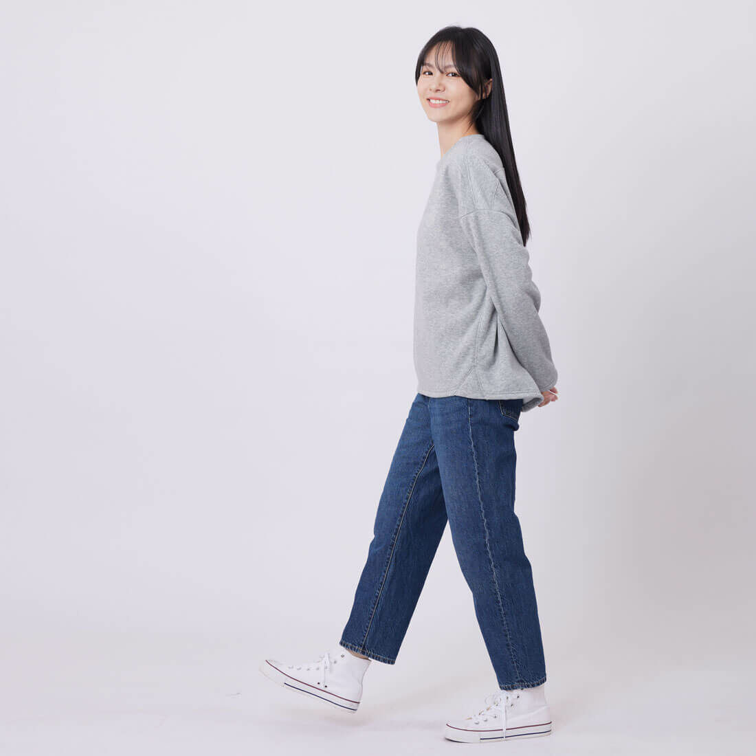 Ezy短毛厚磅長袖上衣/淺灰