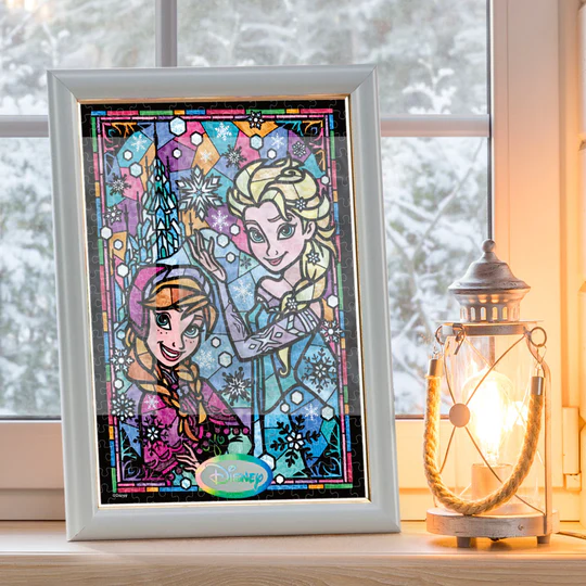 冰雪奇緣-安娜和艾爾莎彩色玻璃 (透明樹脂)