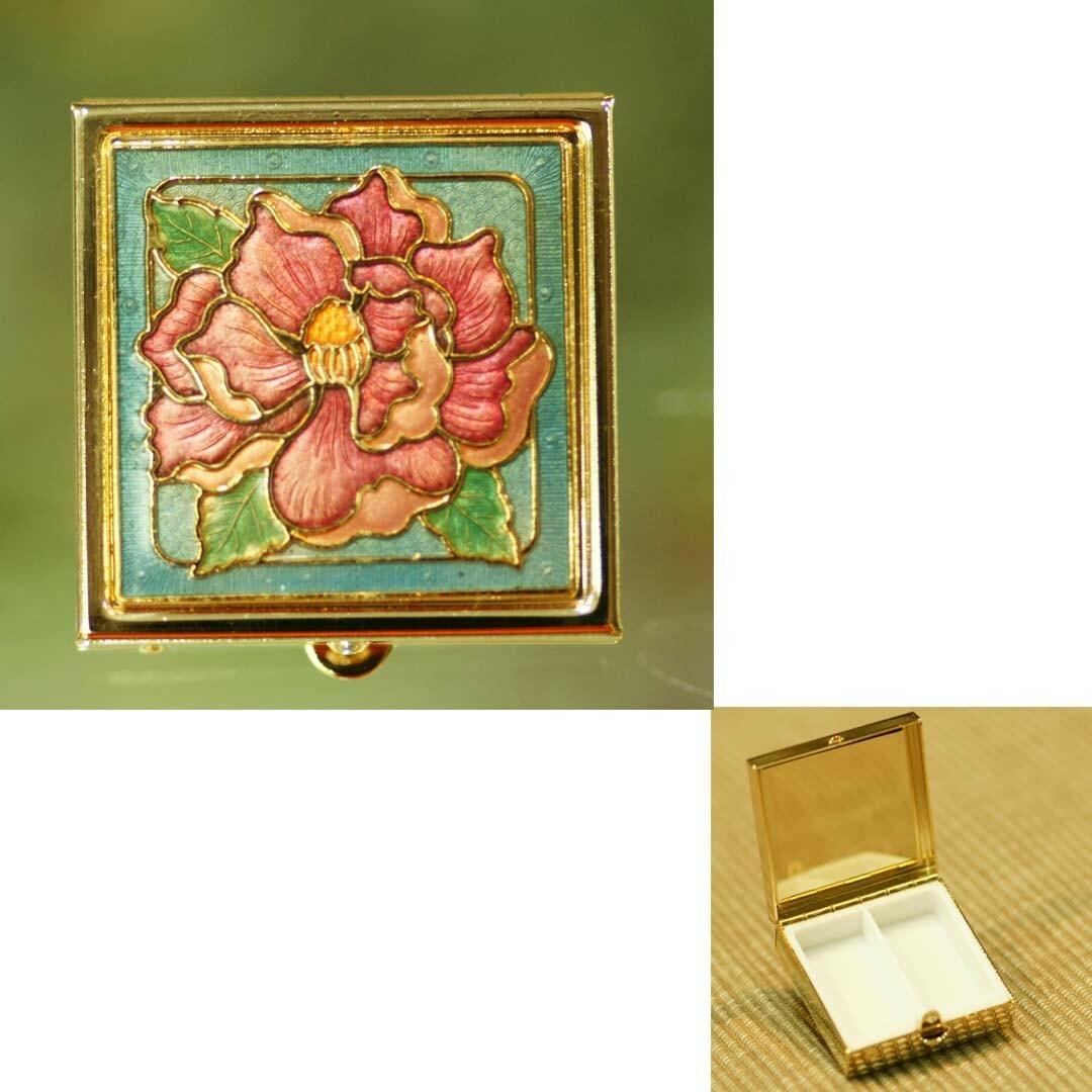 鹿港窯禮品館｜景泰藍旅行用隨身萬用盒-小四方‧牡丹花(顏色隨機出貨)