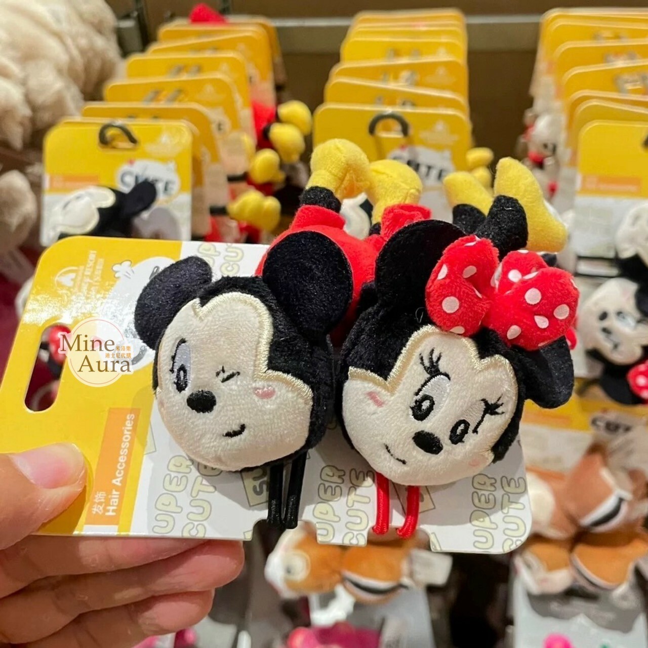 CUTE系列 米奇 Mickey 米妮 Minnie 絨毛 造型 髮束 2入組 髮飾 -上海迪士尼樂園