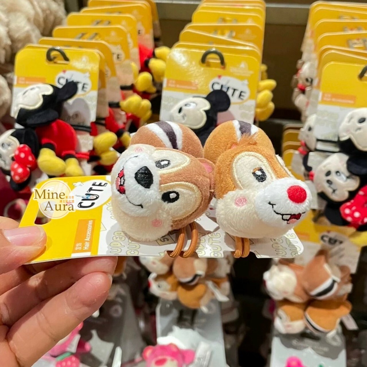 CUTE系列 奇奇蒂蒂 Chip 'n Dale 大臉圖案 絨毛 造型 髮束 2入組 髮飾 -上海迪士尼樂園
