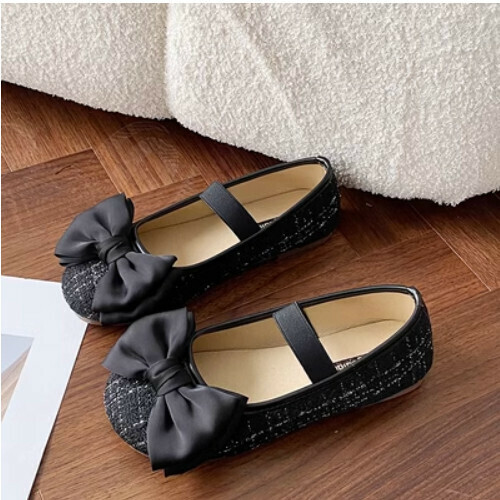 Bow flat beanie shoes