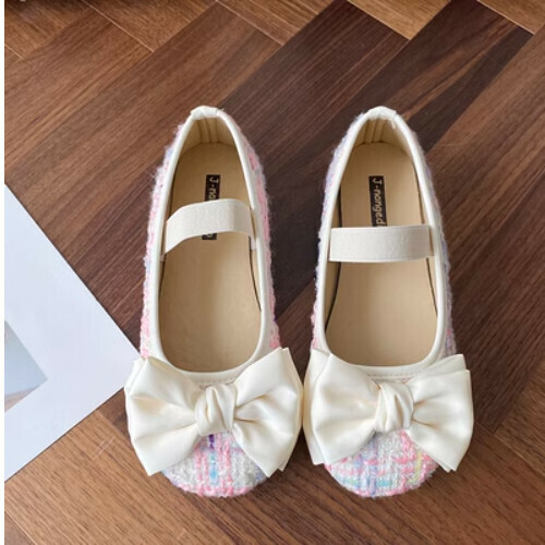 Bow flat beanie shoes