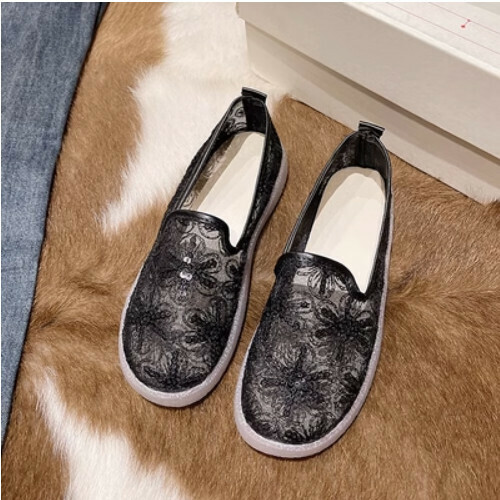 sequined mesh breathable flats