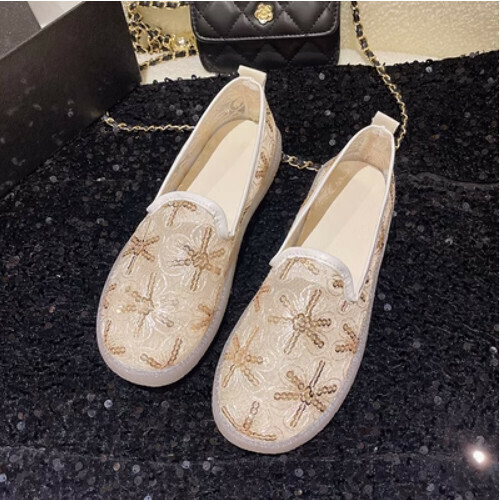 sequined mesh breathable flats