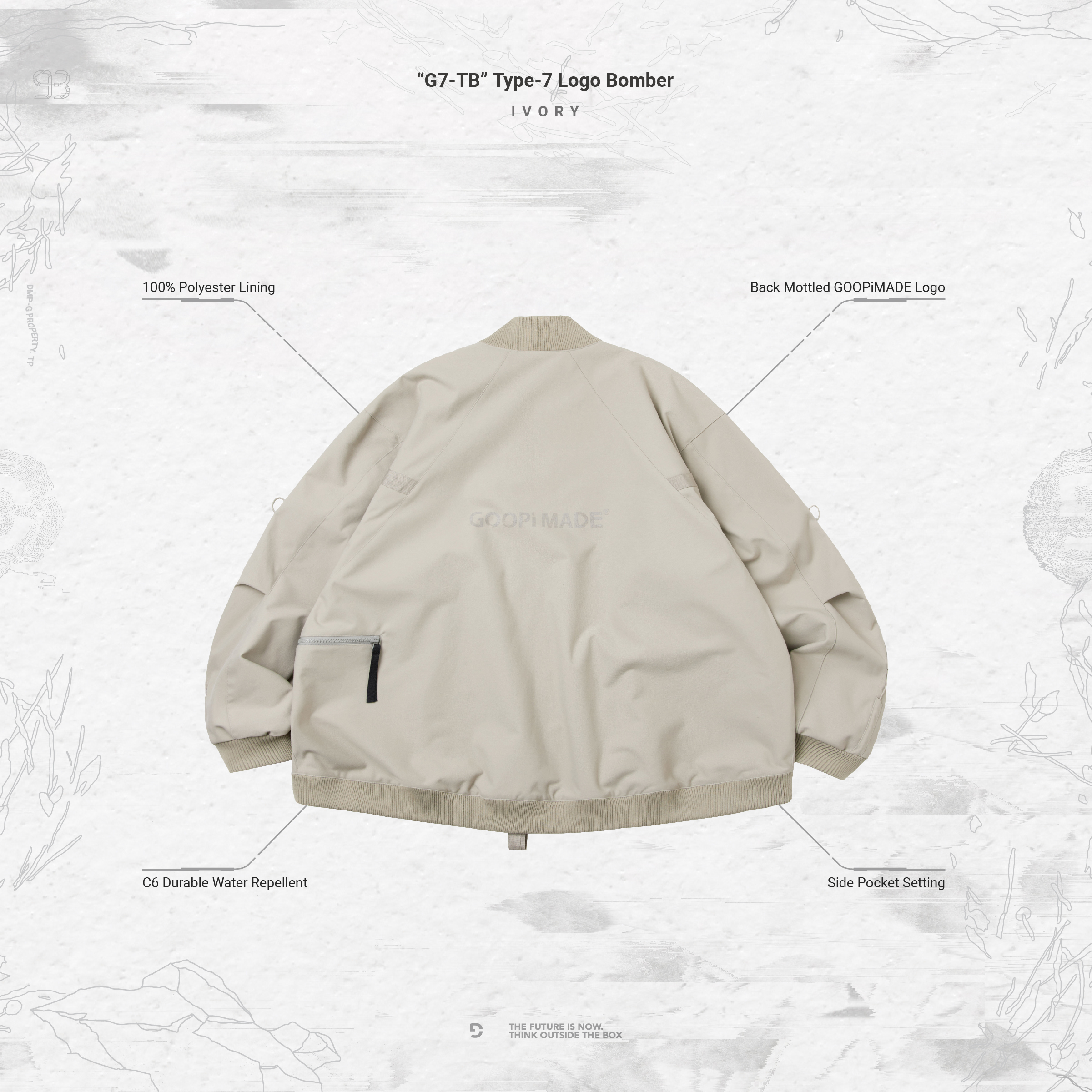 G7-TB” Type-7 Logo Bomber - Ivory