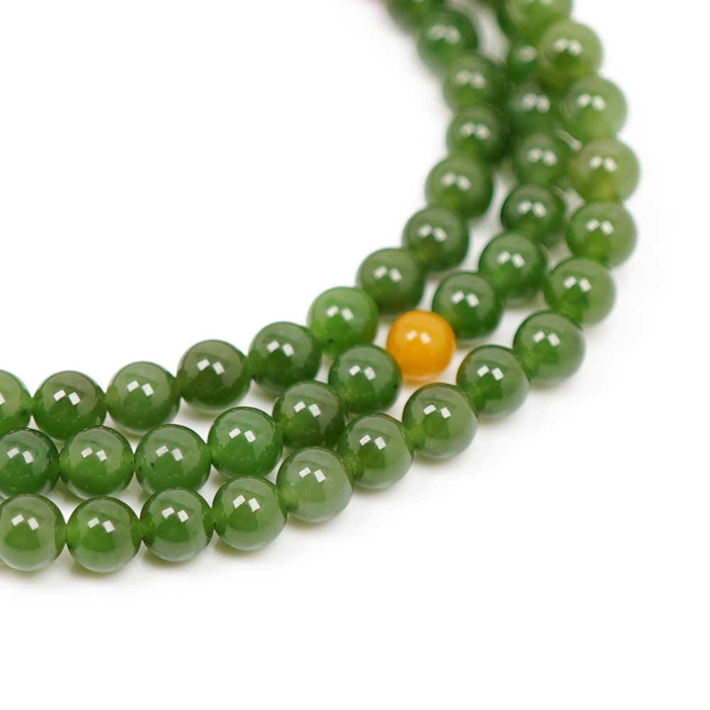 和田碧玉頂級老礦北極玉5.8-6.2mm 108顆平安轉運珠和田碧玉念珠佛珠