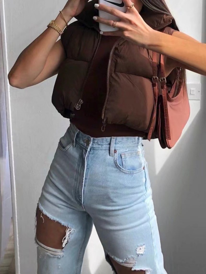 大短版歐美舖棉背心*4色