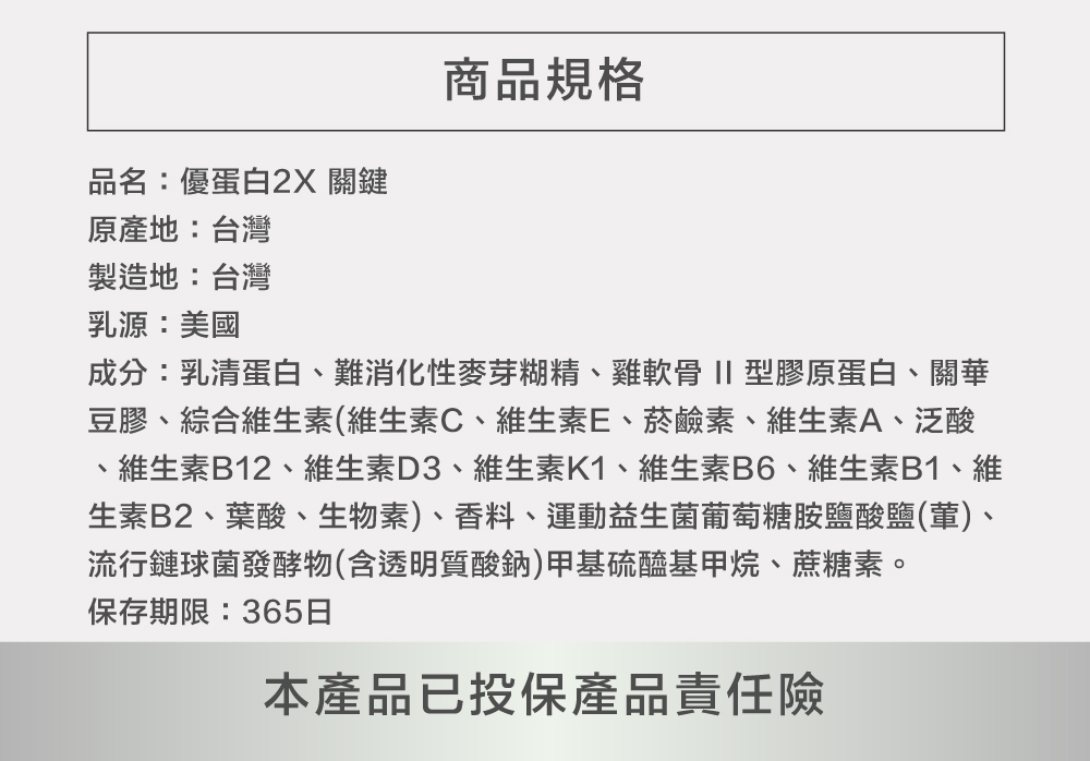 優蛋白2x 關鍵 成分