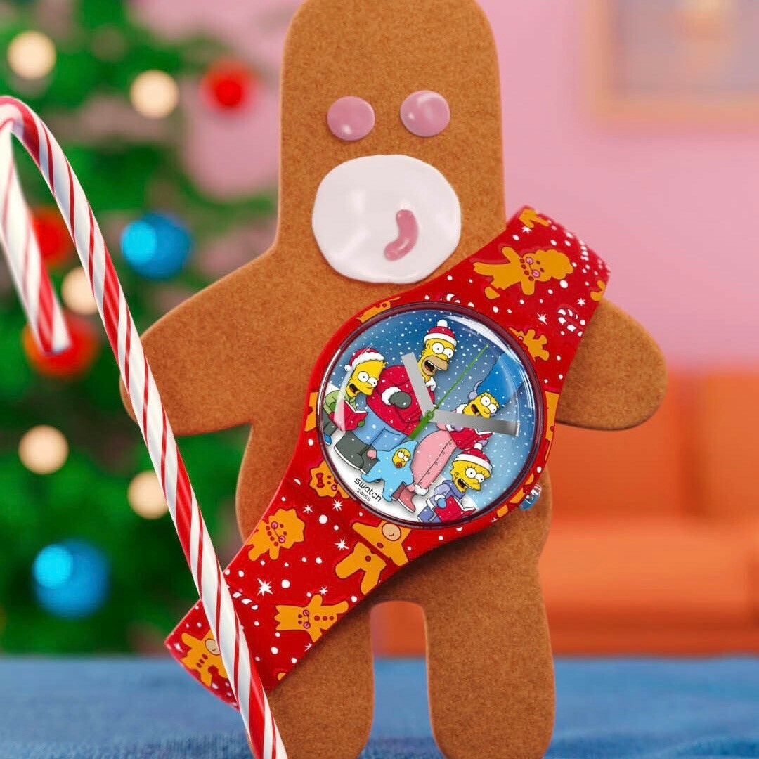 【Swatch】THE SIMPSONS 耶誕節款SUOZ361 41mm 現代鐘錶