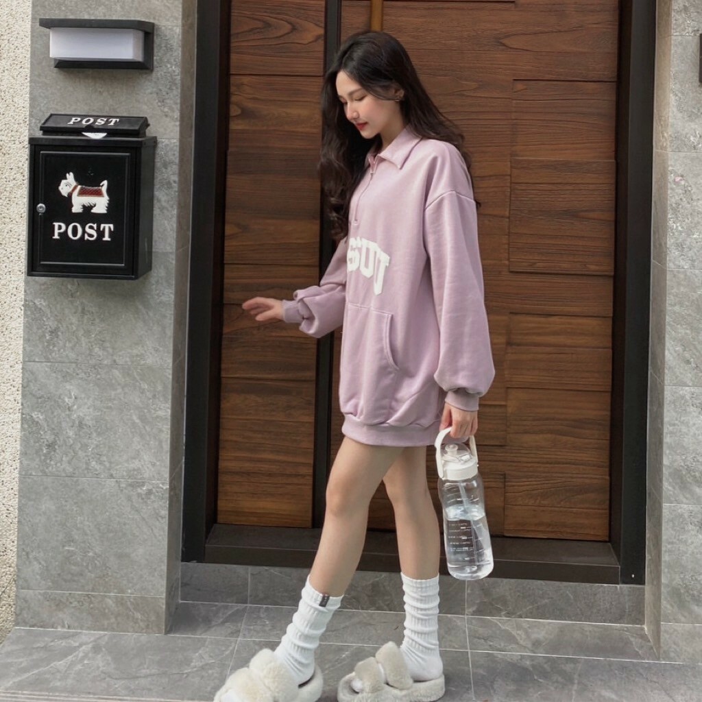 韓國字母拉鍊翻領棉tee/三色