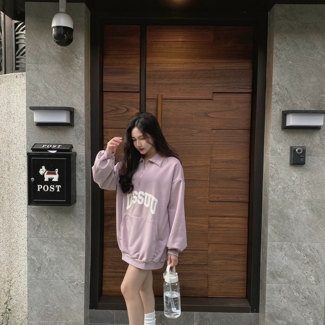 韓國字母拉鍊翻領棉tee/三色