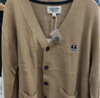 [S] WHO.A.U STEVE V-NECK CARDIGAN,BEIGE, WHCKC4813U-BEIGE (SWAU188)