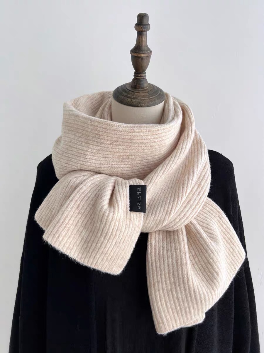 韓國坑條羊毛針織圍巾/四色