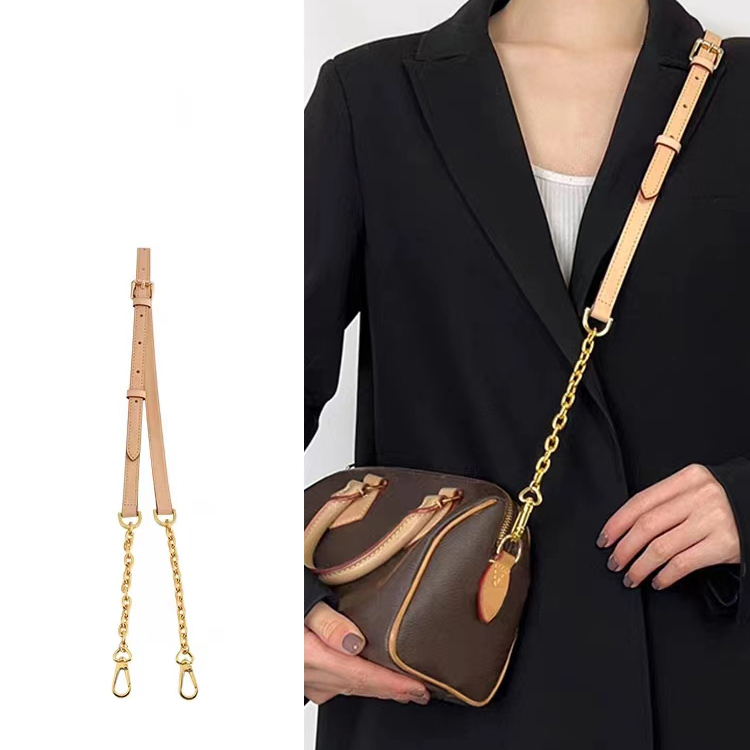 老花speedy20 25肩帶改造斜挎植鞣革鏈條包帶包包配件