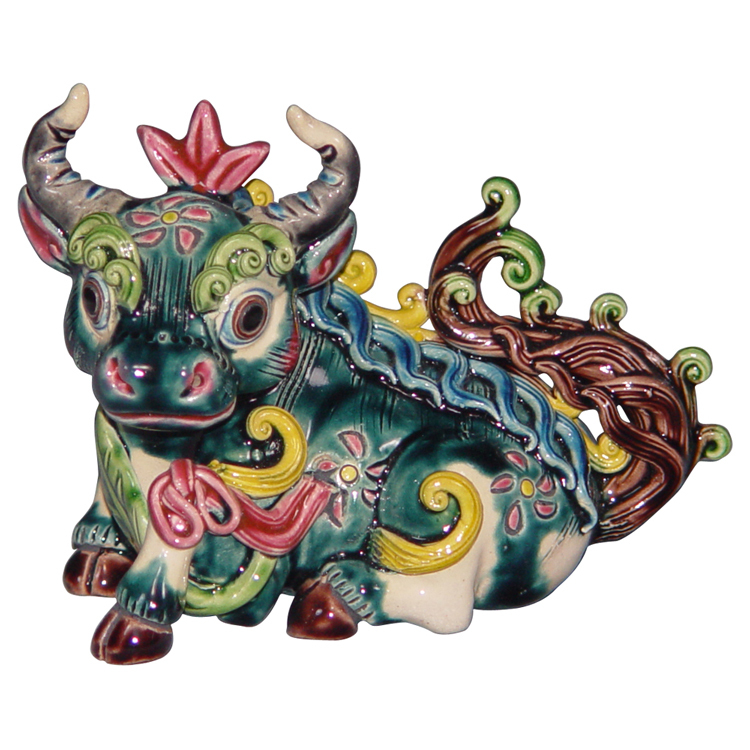 鹿港窯禮品館│交趾陶-擺飾-S12生肖系列│牛