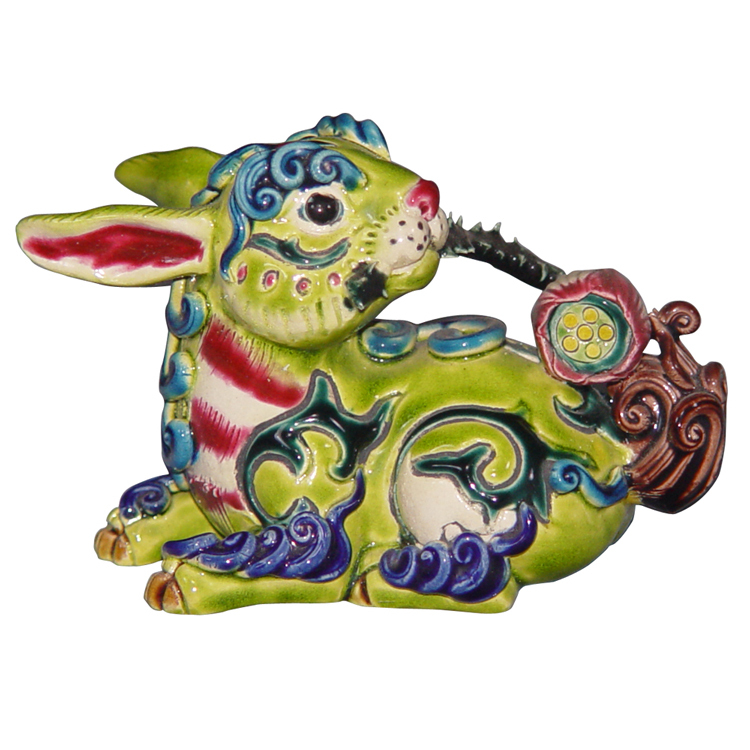 鹿港窯禮品館│交趾陶-擺飾-S12生肖系列│兔