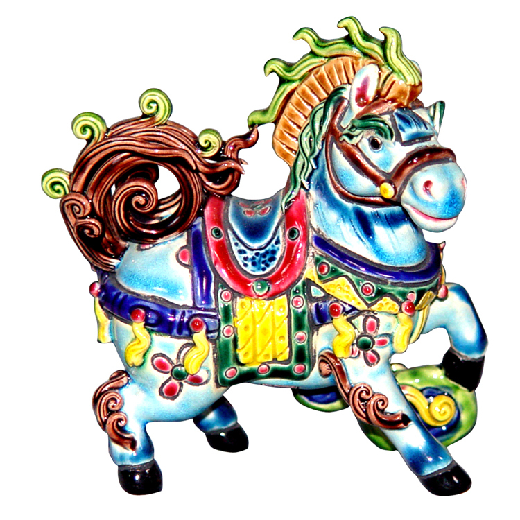 鹿港窯禮品館│交趾陶-擺飾-S12生肖系列│馬