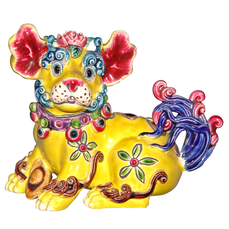 鹿港窯禮品館│交趾陶-擺飾-S12生肖系列│狗