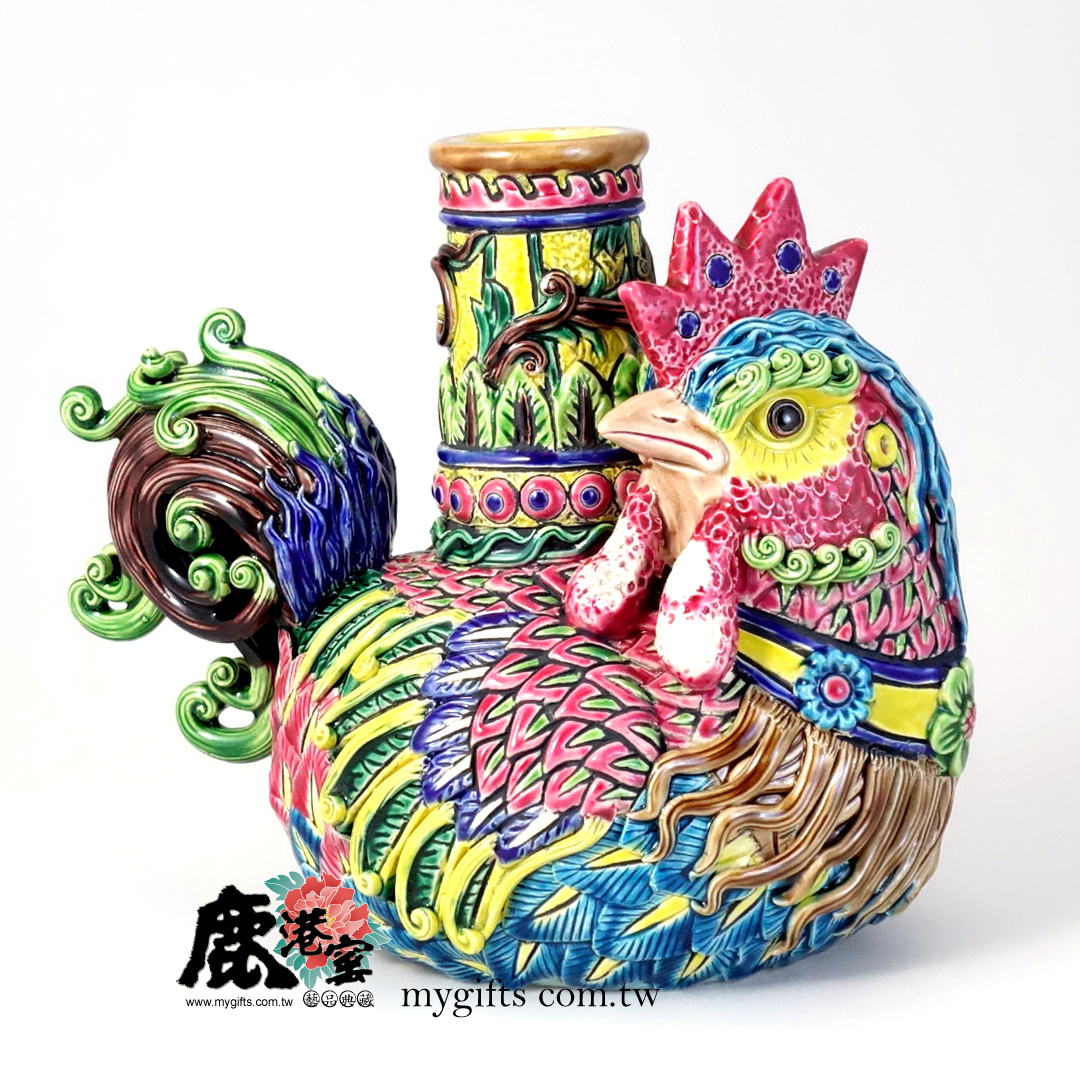 交趾陶｜生肖 雞 大燭台