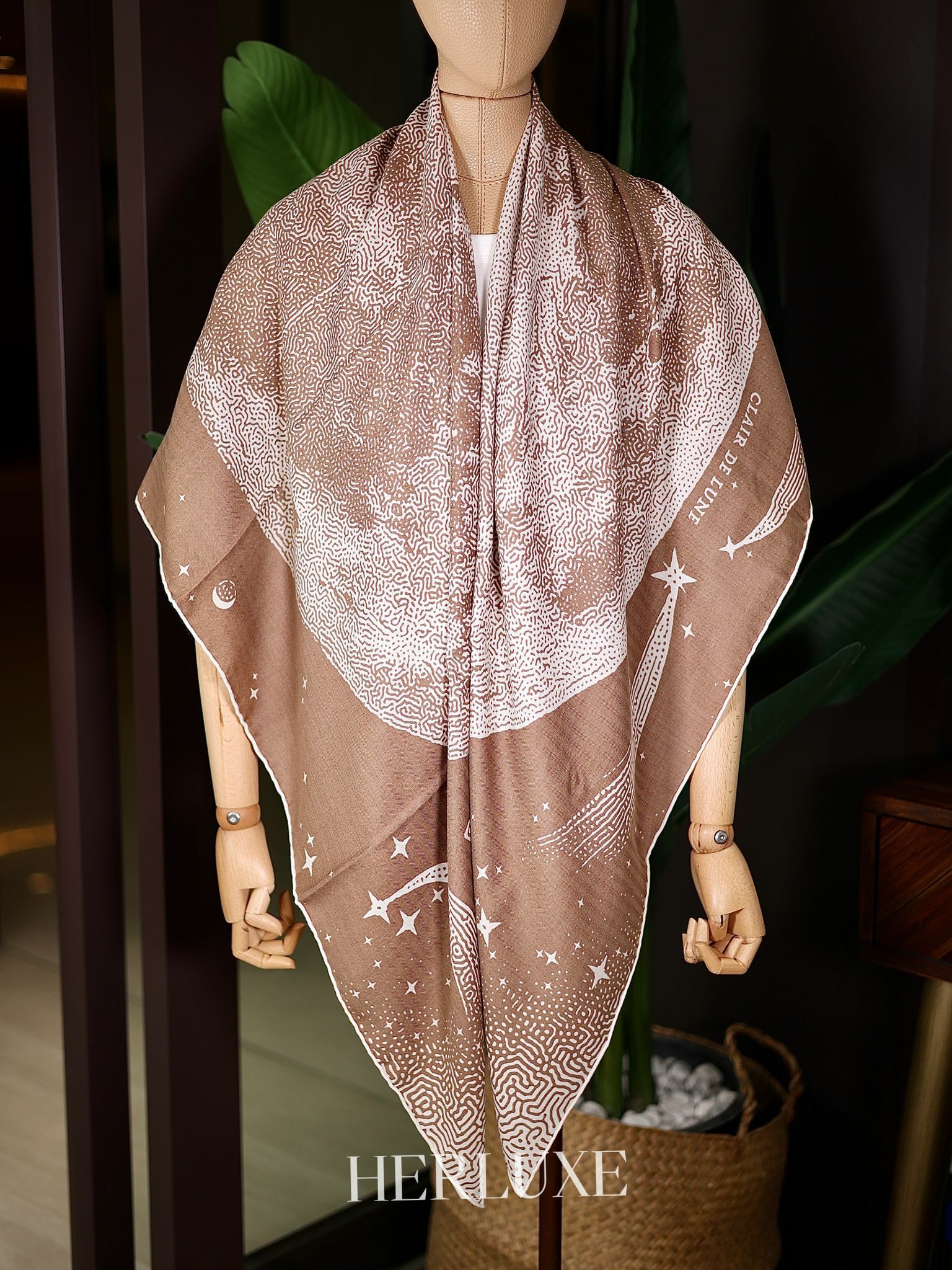 Clair de Lune shawl camel/blanc 70% cashmere, 30% soie 140 x 140 cm