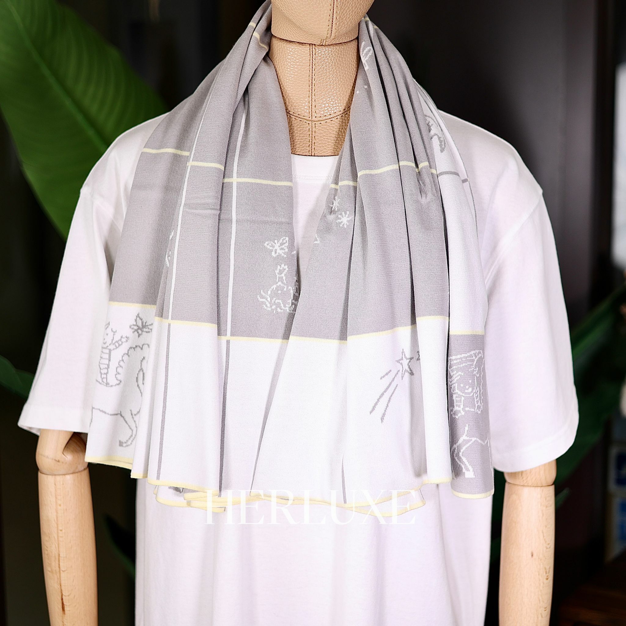 Plaid maille cabriole 100% coton 70x100cm gris perle