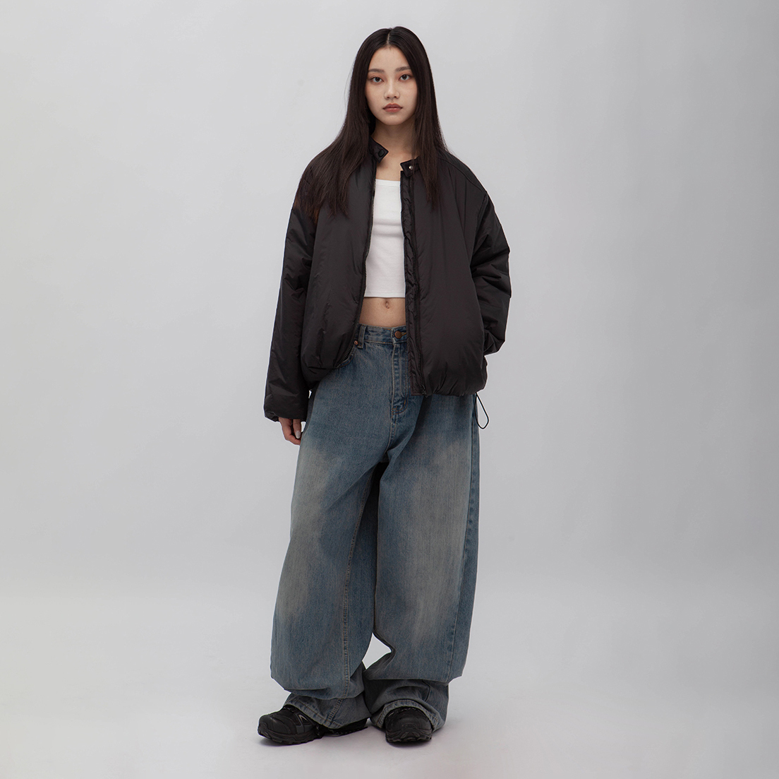 方領短款長袖上衣(in stock)