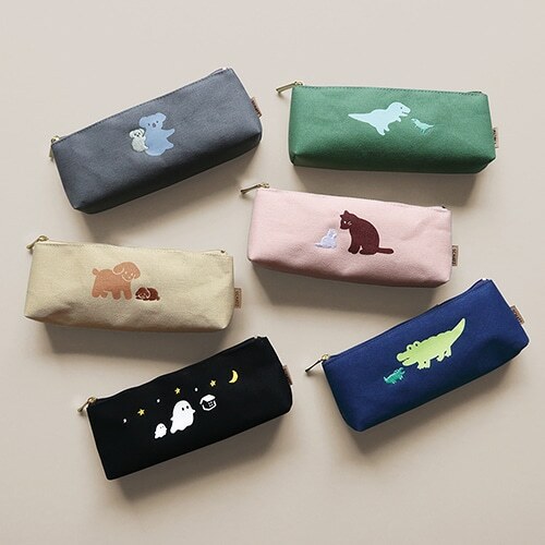 刺繡動物 帆布筆袋｜EL COMMUN