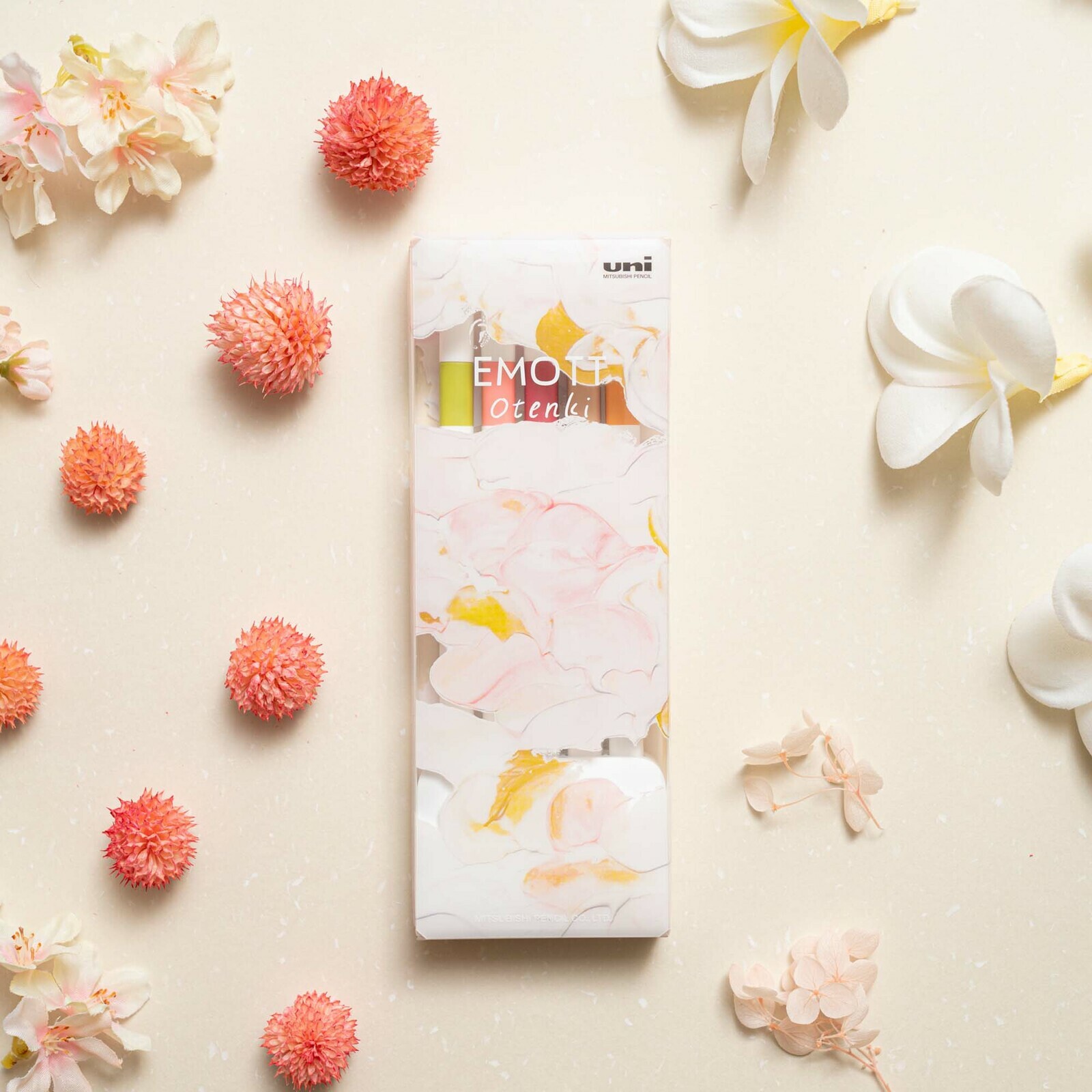 曖昧 EMOTT 耐水性簽字筆 5色組，附筆座｜日本 三菱 uni