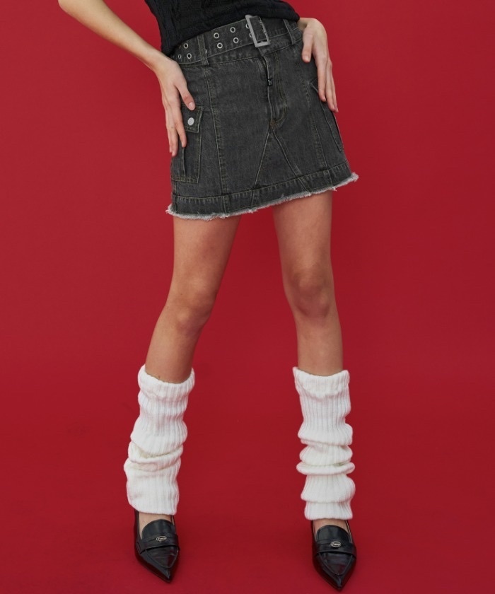 (現貨) nasty fancy club - LOW-RISE CARGO MINI SKIRT (GRAY)
