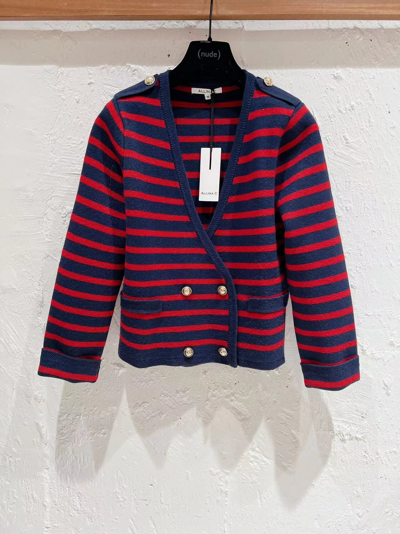 Dalla A 紅藍英倫風金扣外套 -T