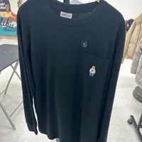 [S] WHO.A.U STEVE EMBROIDERED POCKET LONG SLEEVE T-SHIRT,BLACK, WHLAD3822U-BLACK (SWAU190)