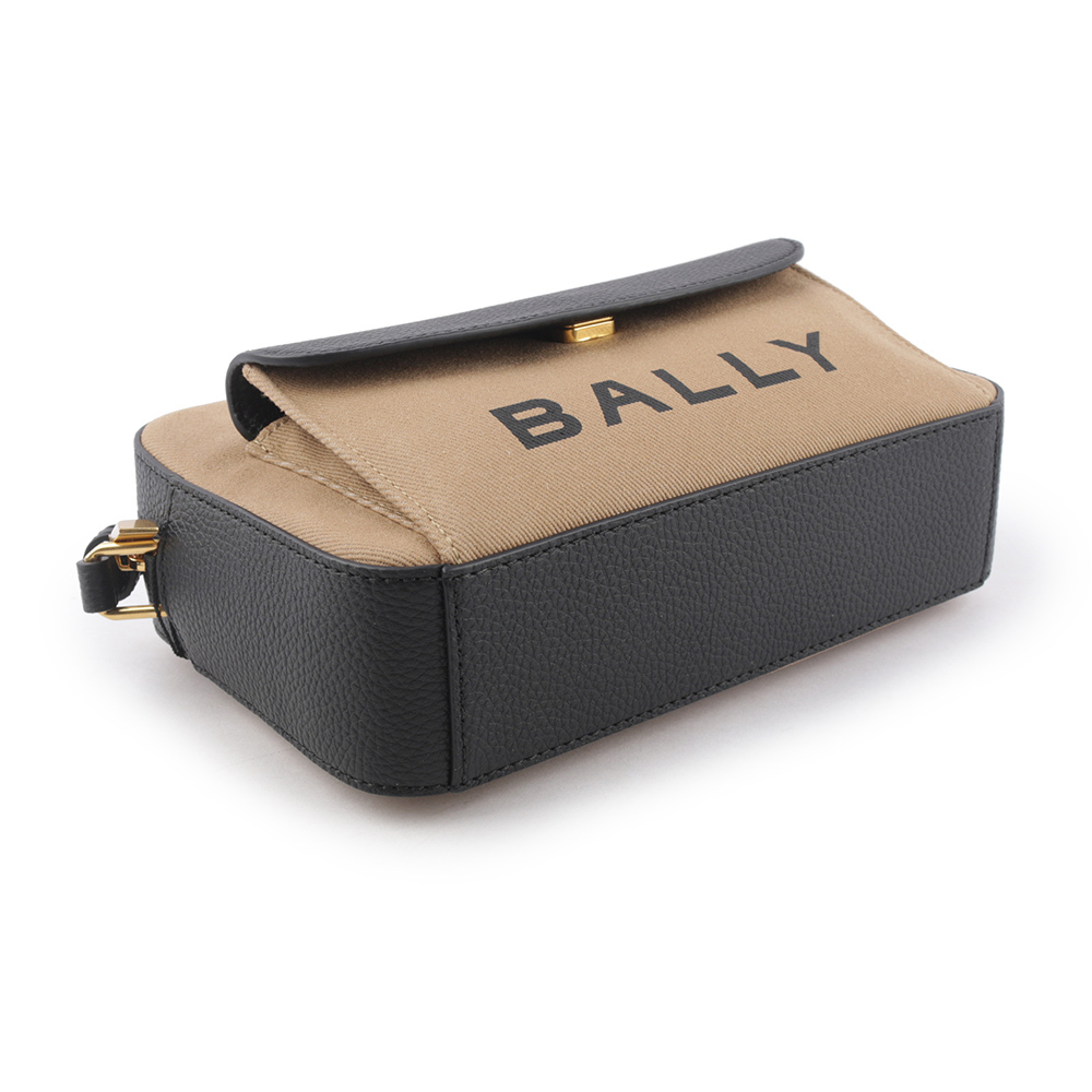 【BALLY】Bar Daniel 帆布及皮革口袋斜背包(沙色/黑色) 6304577
