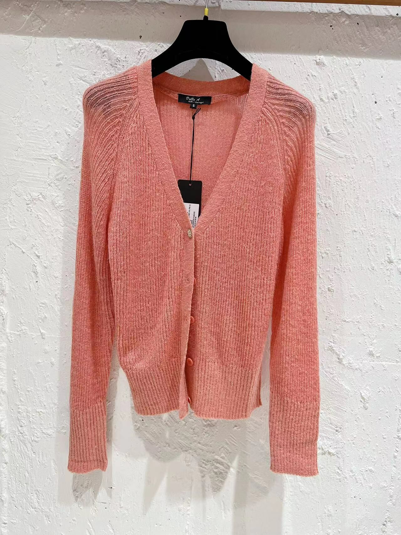 Dalla A 粉色薄款開胸外套 -T